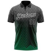 Load image into Gallery viewer, Custom Black Kelly Green-Gray 3D Bowling Geometric Shape Performance Polo Shirt
