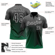 Load image into Gallery viewer, Custom Black Kelly Green-Gray 3D Bowling Geometric Shape Performance Polo Shirt
