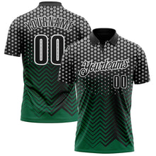 Laden Sie das Bild in den Galerie-Viewer, Custom Black Kelly Green-Gray 3D Bowling Geometric Shape Performance Polo Shirt
