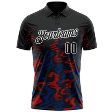 Laden Sie das Bild in den Galerie-Viewer, Custom Black Royal-Red 3D Bowling Abstract Grunge Art Performance Polo Shirt
