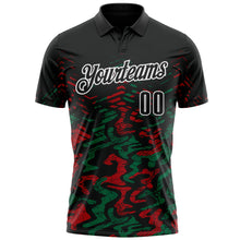 Загрузить изображение в средство просмотра галереи, Custom Black Kelly Green-Red 3D Bowling Abstract Grunge Art Performance Polo Shirt
