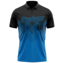 Charger l&#39;image dans la galerie, Custom Black Blue 3D Pattern Design Gradient Square Shape Performance Polo Shirt
