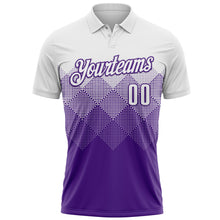 Загрузить изображение в средство просмотра галереи, Custom White Purple 3D Pattern Design Gradient Square Shape Performance Polo Shirt
