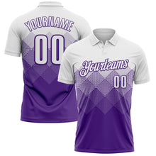 Загрузить изображение в средство просмотра галереи, Custom White Purple 3D Pattern Design Gradient Square Shape Performance Polo Shirt
