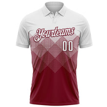 Charger l&#39;image dans la galerie, Custom White Crimson 3D Pattern Design Gradient Square Shape Performance Polo Shirt
