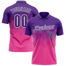 Загрузить изображение в средство просмотра галереи, Custom Purple Pink-White 3D Pattern Design Gradient Square Shape Performance Polo Shirt
