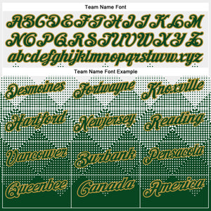 Custom White Green-Old Gold 3D Pattern Design Gradient Square Shape Performance Polo Shirt