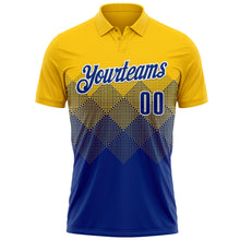 Load image into Gallery viewer, Custom Yellow Royal-White 3D Pattern Design Gradient Square Shape Performance Polo Shirt
