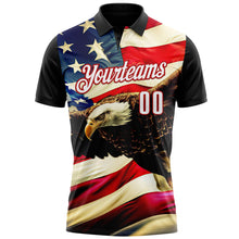 Загрузить изображение в средство просмотра галереи, Custom Black White Red 3D Bowling American Flag Eagle Performance Polo Shirt
