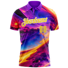 Загрузить изображение в средство просмотра галереи, Custom Purple Yellow-White 3D Bowling Colorful Space Performance Polo Shirt
