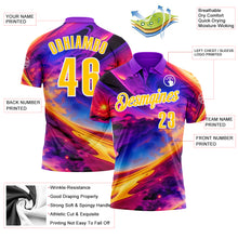 Загрузить изображение в средство просмотра галереи, Custom Purple Yellow-White 3D Bowling Colorful Space Performance Polo Shirt
