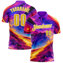 Загрузить изображение в средство просмотра галереи, Custom Purple Yellow-White 3D Bowling Colorful Space Performance Polo Shirt
