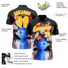 Загрузить изображение в средство просмотра галереи, Custom Black Yellow-White 3D Bowling Burning Flame Performance Polo Shirt
