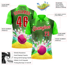 Charger l&#39;image dans la galerie, Custom Green Red-White 3D Bowling Bright Star Performance Polo Shirt
