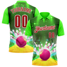 Charger l&#39;image dans la galerie, Custom Green Red-White 3D Bowling Bright Star Performance Polo Shirt
