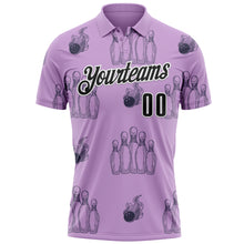 Загрузить изображение в средство просмотра галереи, Custom Light Purple Black-White 3D Bowling Flaming Ball Performance Polo Shirt
