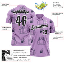 Загрузить изображение в средство просмотра галереи, Custom Light Purple Black-White 3D Bowling Flaming Ball Performance Polo Shirt
