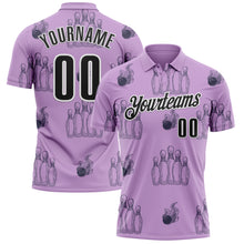 Загрузить изображение в средство просмотра галереи, Custom Light Purple Black-White 3D Bowling Flaming Ball Performance Polo Shirt
