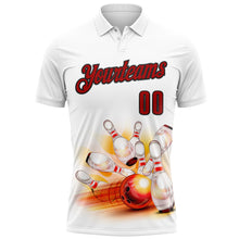 Загрузить изображение в средство просмотра галереи, Custom White Red-Black 3D Bowling Performance Polo Shirt
