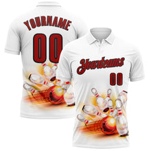 Загрузить изображение в средство просмотра галереи, Custom White Red-Black 3D Bowling Performance Polo Shirt
