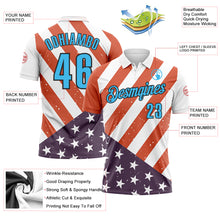 Загрузить изображение в средство просмотра галереи, Custom White Sky Blue-Black 3D Cornhole American Flag Performance Polo Shirt
