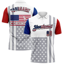 Загрузить изображение в средство просмотра галереи, Custom White USA Flag Red Royal Gray-Black 3D Cornhole American Flag Performance Polo Shirt
