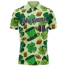 Laden Sie das Bild in den Galerie-Viewer, Custom Green Black-Gray 3D St. Patrick&#39;s Day Shamrock Performance Polo Shirt
