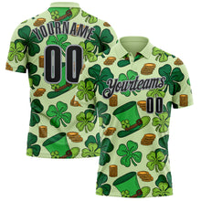 Load image into Gallery viewer, Custom Green Black-Gray 3D St. Patrick&#39;s Day Shamrock Performance Polo Shirt
