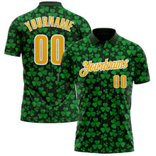 Laden Sie das Bild in den Galerie-Viewer, Custom Green Gold-White 3D St. Patrick&#39;s Day Shamrock Performance Polo Shirt
