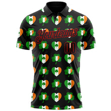 Laden Sie das Bild in den Galerie-Viewer, Custom Black Red 3D St. Patrick&#39;s Day Shamrock Performance Polo Shirt
