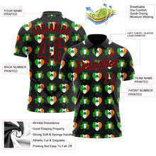 Laden Sie das Bild in den Galerie-Viewer, Custom Black Red 3D St. Patrick&#39;s Day Shamrock Performance Polo Shirt
