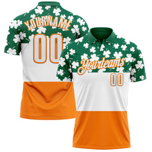 Load image into Gallery viewer, Custom Kelly Green White-Bay Orange 3D St. Patrick&#39;s Day Shamrock Performance Polo Shirt
