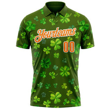 Laden Sie das Bild in den Galerie-Viewer, Custom Green Bay Orange-White 3D St. Patrick&#39;s Day Shamrock Performance Polo Shirt
