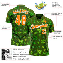 Load image into Gallery viewer, Custom Green Bay Orange-White 3D St. Patrick&#39;s Day Shamrock Performance Polo Shirt
