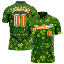 Load image into Gallery viewer, Custom Green Bay Orange-White 3D St. Patrick&#39;s Day Shamrock Performance Polo Shirt
