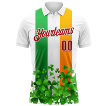 Laden Sie das Bild in den Galerie-Viewer, Custom White Red Green-Bay Orange 3D St. Patrick&#39;s Day Shamrock Performance Polo Shirt
