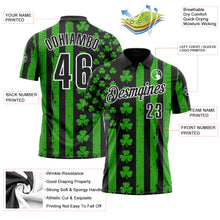 Load image into Gallery viewer, Custom Black Green-White 3D St. Patrick&#39;s Day Shamrock Performance Polo Shirt
