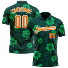 Laden Sie das Bild in den Galerie-Viewer, Custom Navy Bay Orange-Green 3D St. Patrick&#39;s Day Shamrock Performance Polo Shirt
