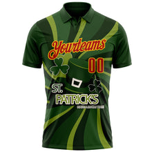 Load image into Gallery viewer, Custom Green Red-Yellow 3D St. Patrick&#39;s Day Shamrock Performance Polo Shirt
