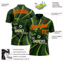 Laden Sie das Bild in den Galerie-Viewer, Custom Green Red-Yellow 3D St. Patrick&#39;s Day Shamrock Performance Polo Shirt
