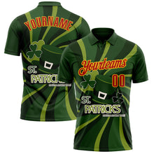 Load image into Gallery viewer, Custom Green Red-Yellow 3D St. Patrick&#39;s Day Shamrock Performance Polo Shirt
