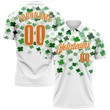 Laden Sie das Bild in den Galerie-Viewer, Custom White Bay Orange-Yellow 3D St. Patrick&#39;s Day Shamrock Performance Polo Shirt
