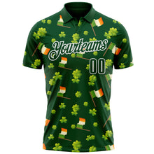 Load image into Gallery viewer, Custom Green White 3D St. Patrick&#39;s Day Shamrock Performance Polo Shirt
