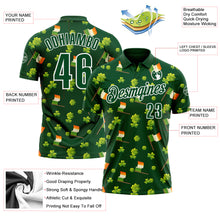 Load image into Gallery viewer, Custom Green White 3D St. Patrick&#39;s Day Shamrock Performance Polo Shirt
