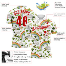 Load image into Gallery viewer, Custom White Red 3D St. Patrick&#39;s Day Shamrock Performance Polo Shirt
