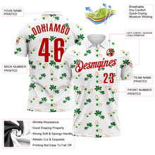 Laden Sie das Bild in den Galerie-Viewer, Custom White Red 3D St. Patrick&#39;s Day Shamrock Performance Polo Shirt
