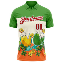 Laden Sie das Bild in den Galerie-Viewer, Custom Green Red-White 3D St. Patrick&#39;s Day Shamrock Beer Performance Polo Shirt
