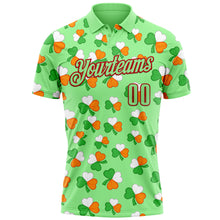 Laden Sie das Bild in den Galerie-Viewer, Custom Pea Green Red 3D St. Patrick&#39;s Day Shamrock Performance Polo Shirt
