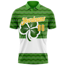 Laden Sie das Bild in den Galerie-Viewer, Custom Green Yellow-White 3D St. Patrick&#39;s Day Shamrock Performance Polo Shirt
