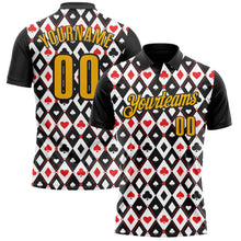 Загрузить изображение в средство просмотра галереи, Custom Black Gold-White 3D Gambling Poker Performance Polo Shirt
